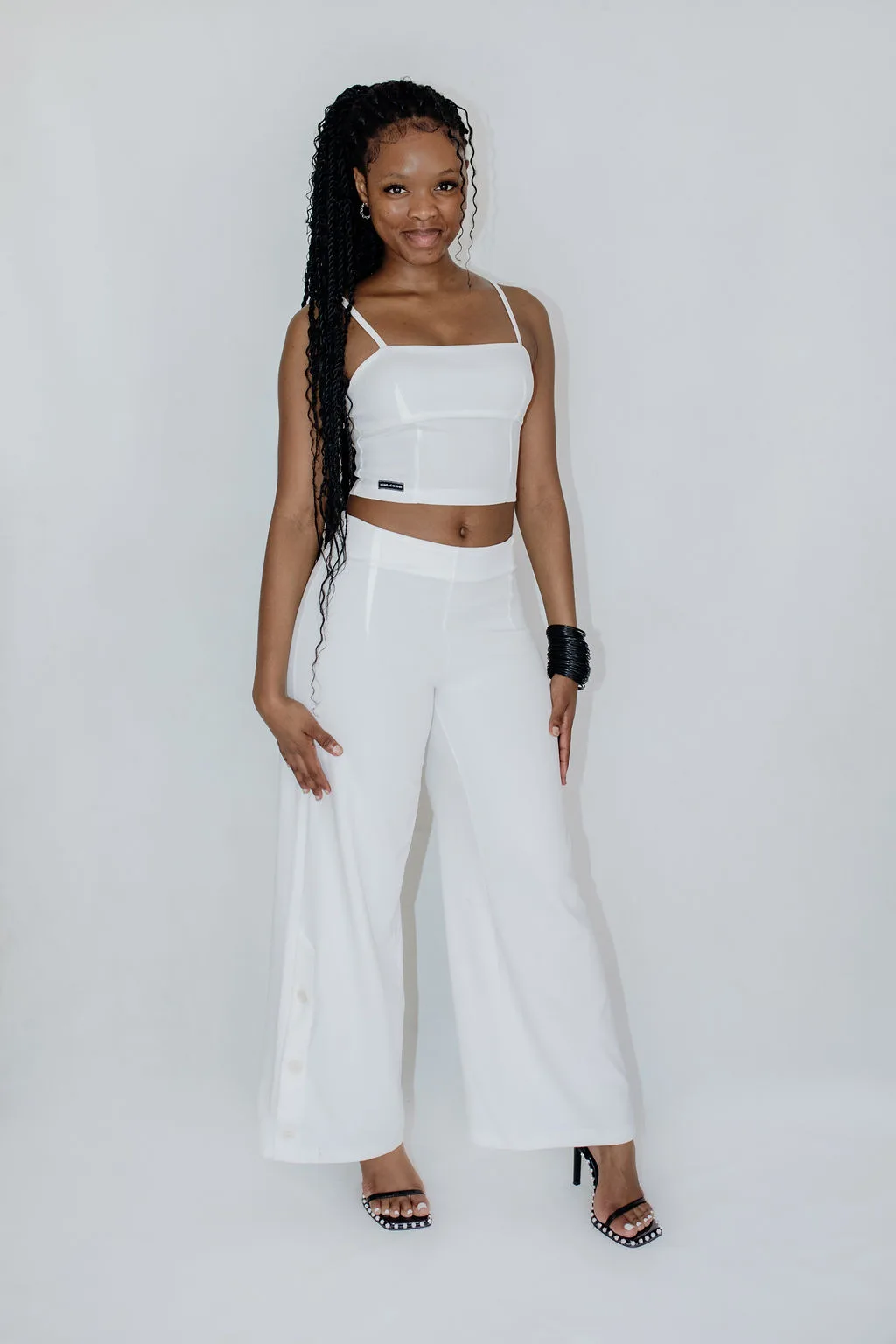 トップス Fitted Crop Top With Straps - Ivory - Zip-Code Clothing