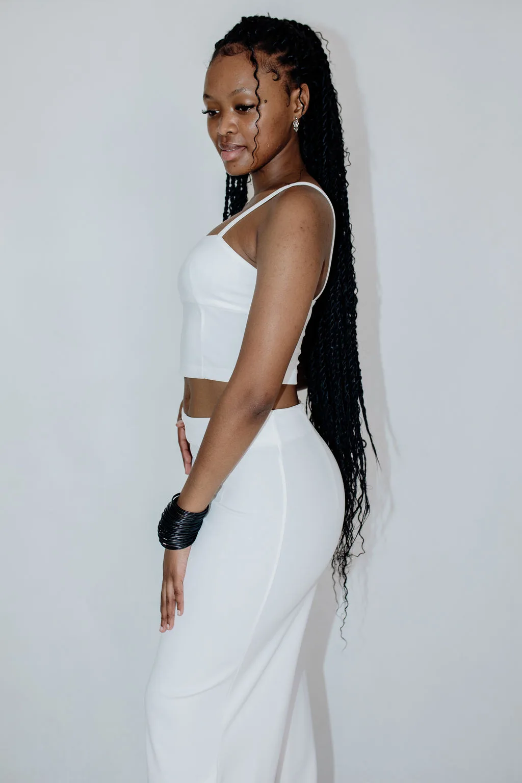 Fitted Crop Top With Straps - Ivory - Zip-Code Clothing