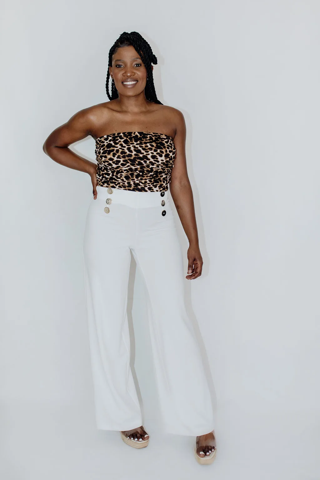 Cute Boobtube Top With Side Ruche - Animal - Zip-Code Clothing