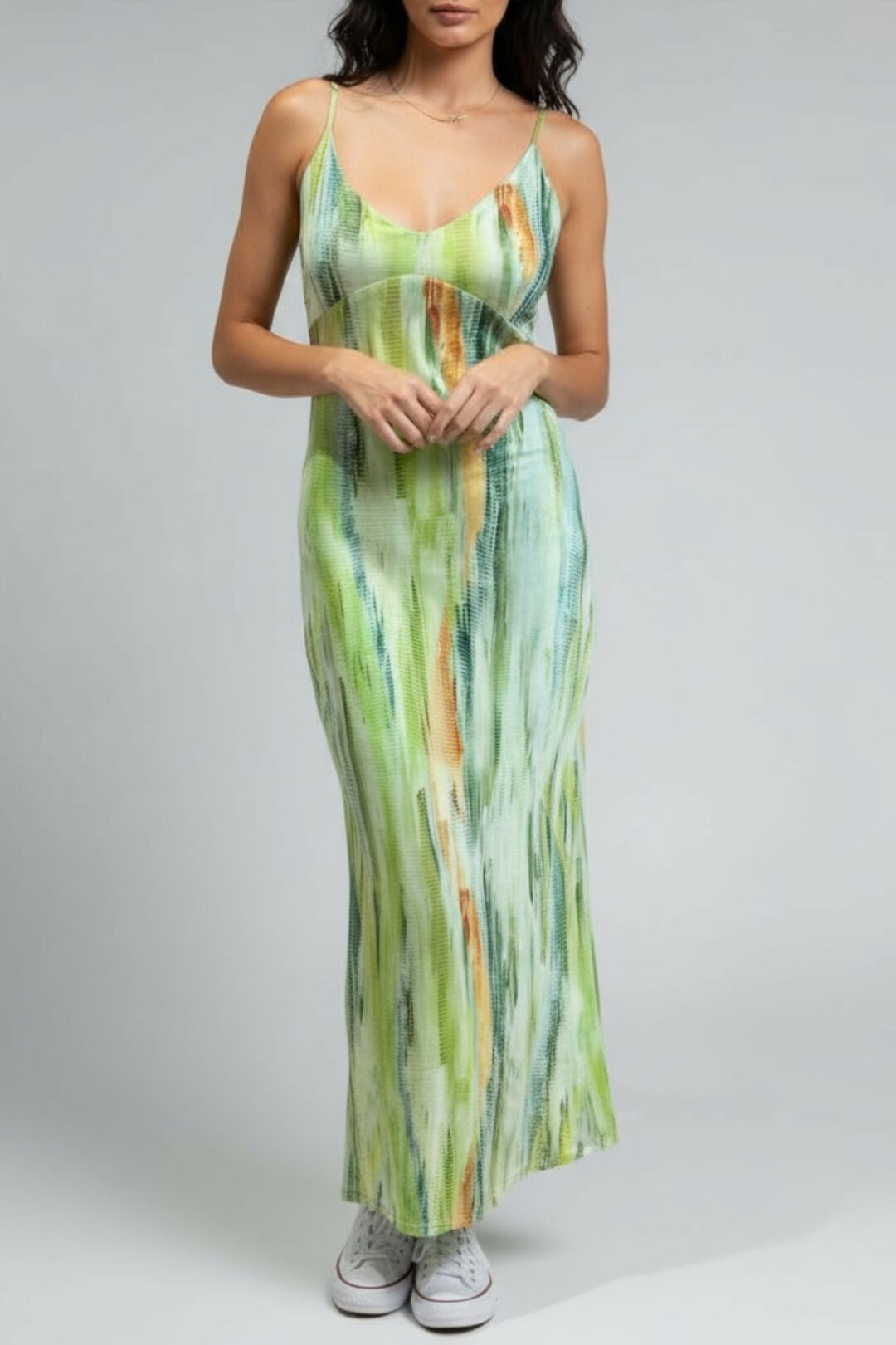 X Back Dress - Lime Print