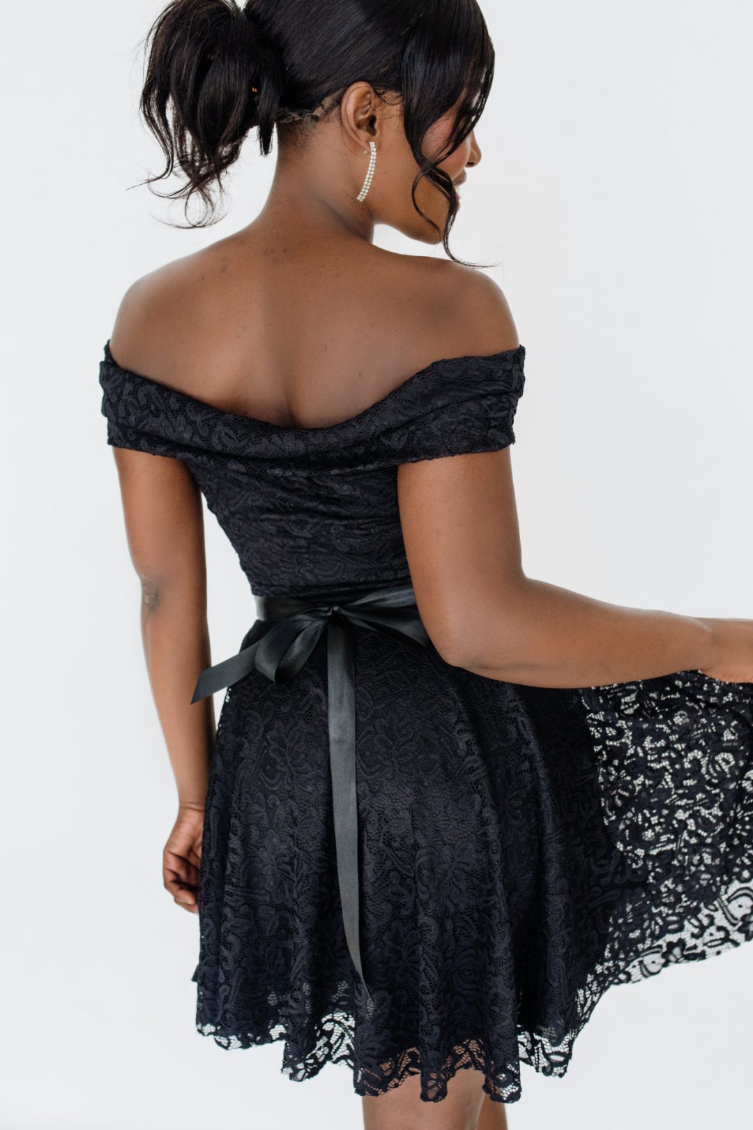 Lace Party Dress - Black