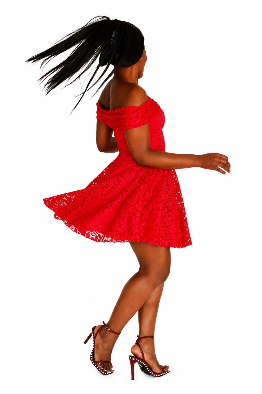 Lace Party Dress - Red