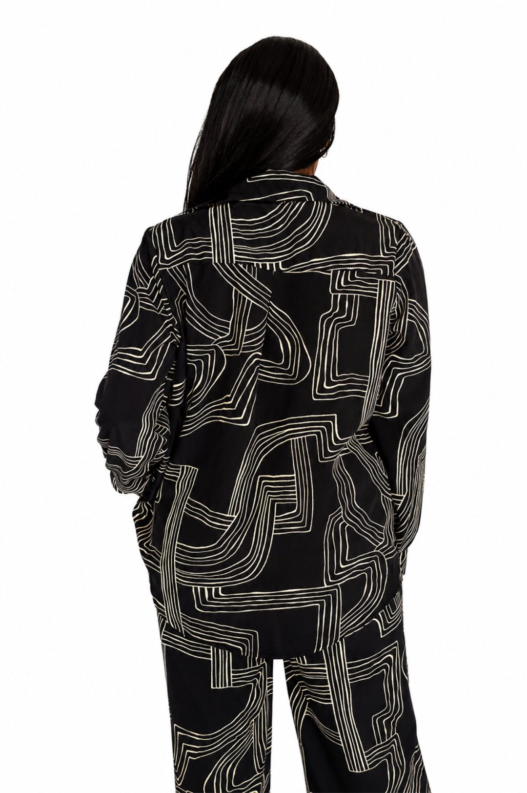 2 Piece Pants Set - Black/White Print