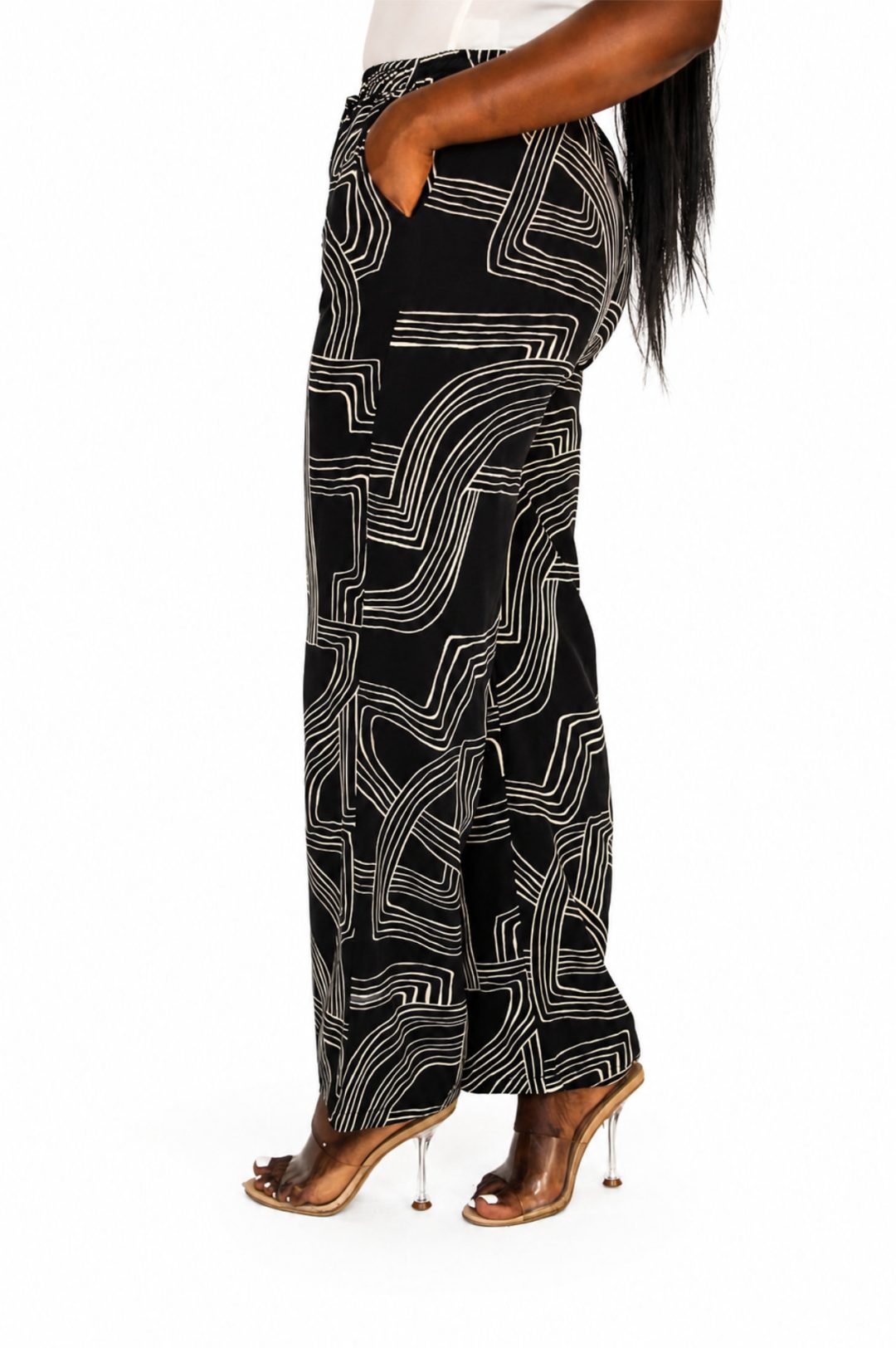 2 Piece Pants Set - Black/White Print