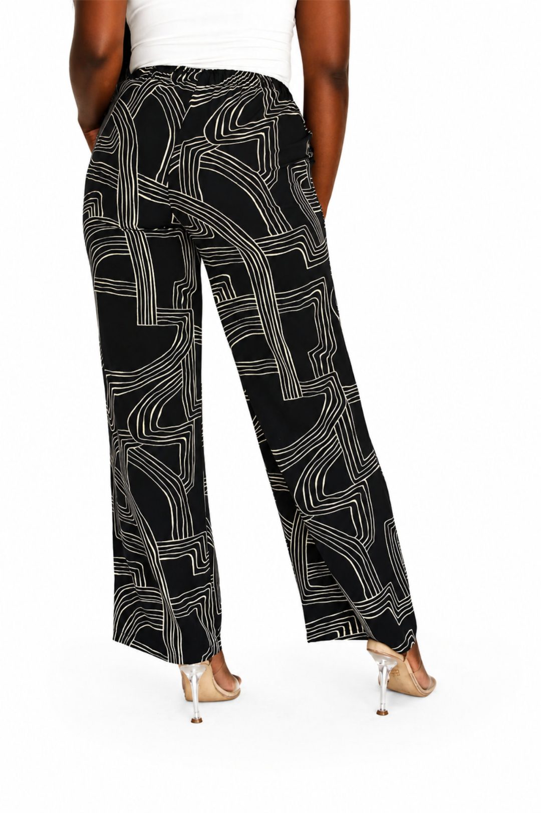 2 Piece Pants Set - Black/White Print