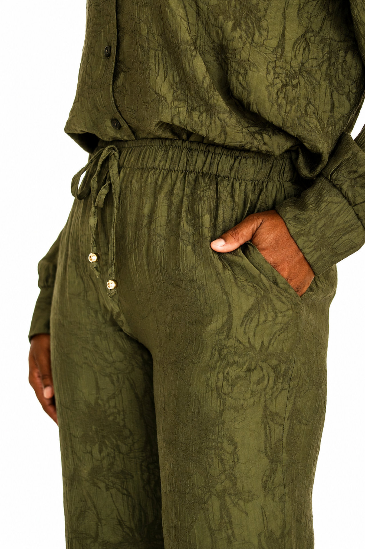2 Piece Pants Set - Olive - Image 4