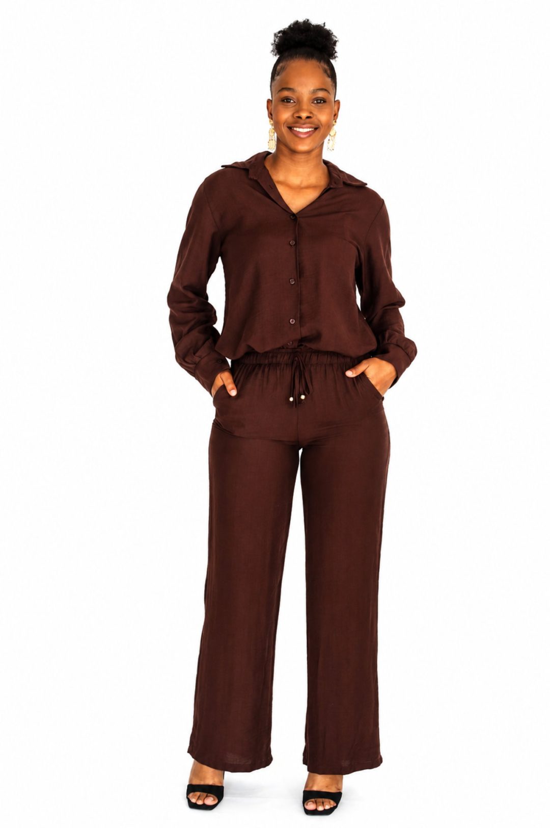 2 Piece Pants Set - Chocolate