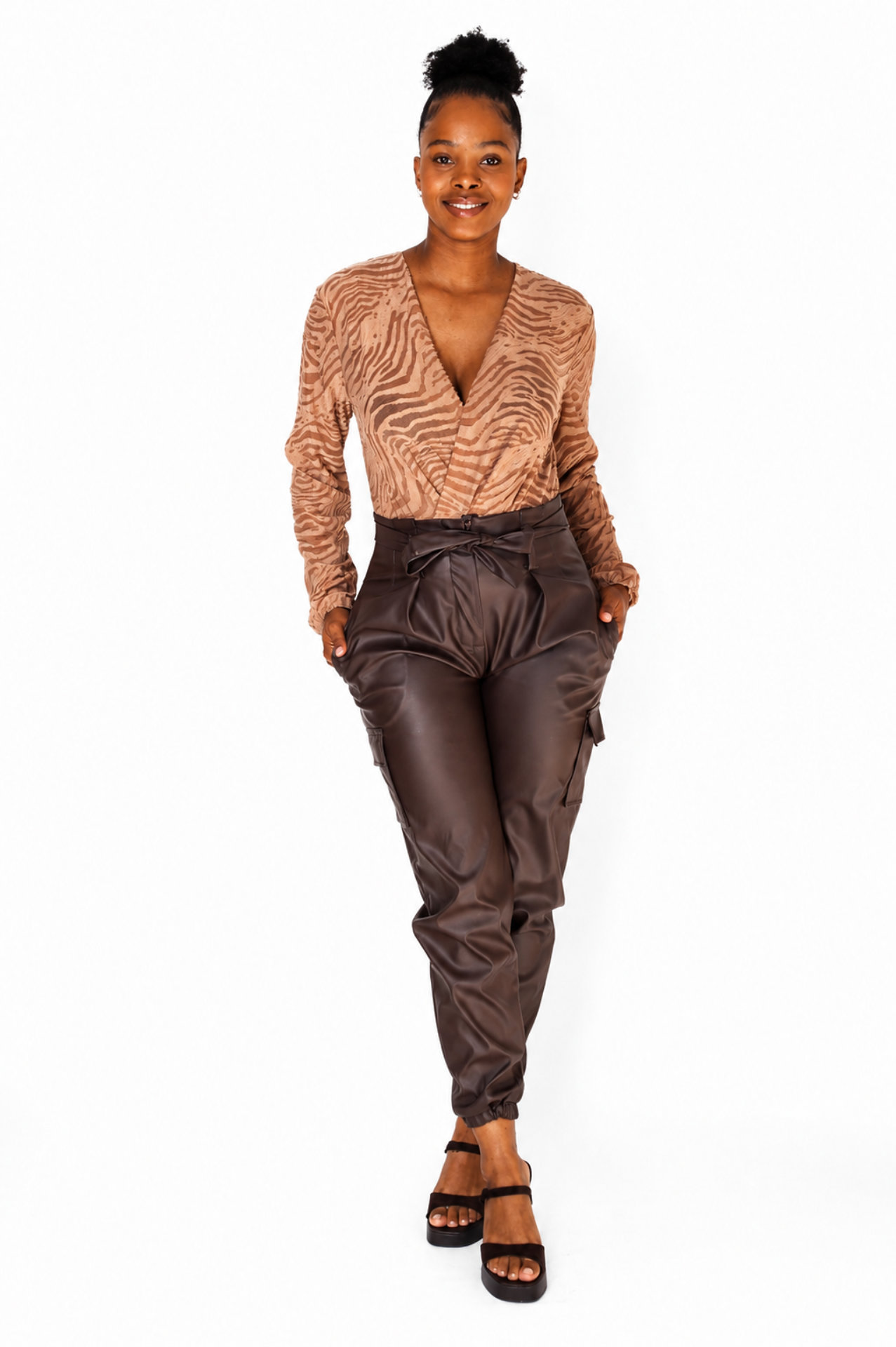 Long Sleeve Bodysuit - Taupe - Image 4