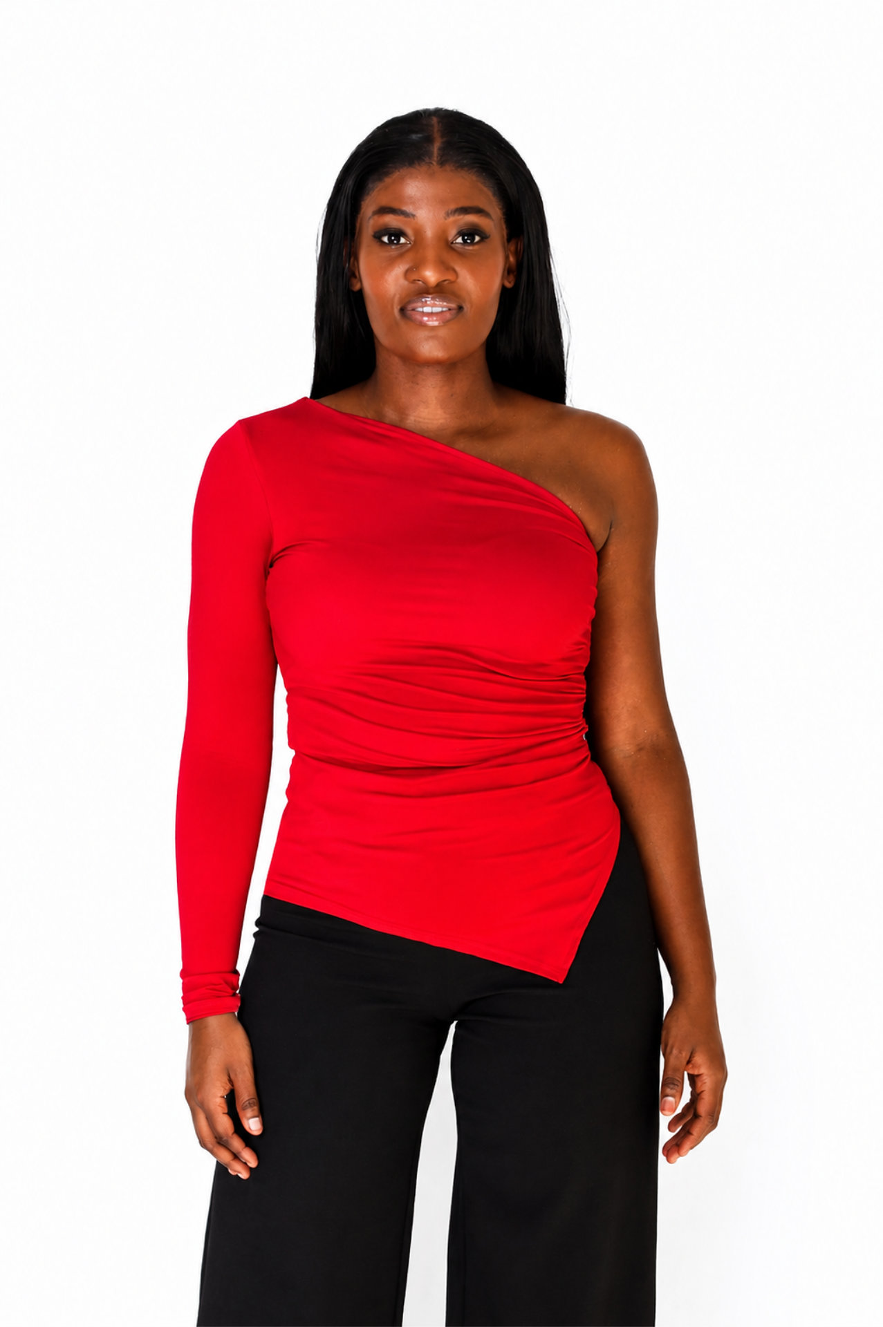 Slant Neck Top - Red