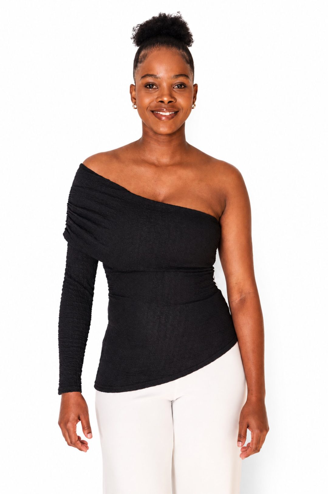 Slant Neck Top - Black