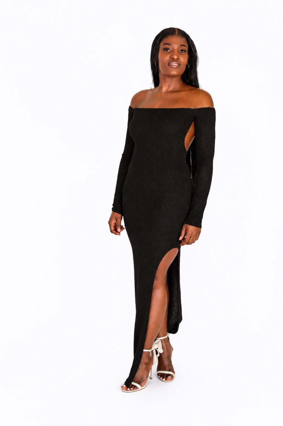 Bodycon Maxi Dress - Black/Silver
