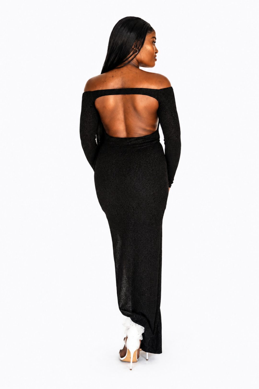 Bodycon Maxi Dress - Black/Silver