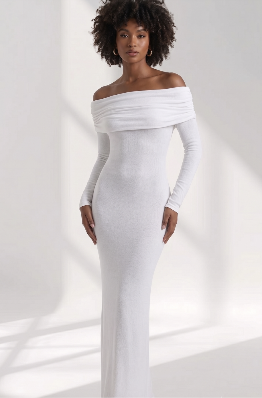 Off Shoulder Maxi Dress - White
