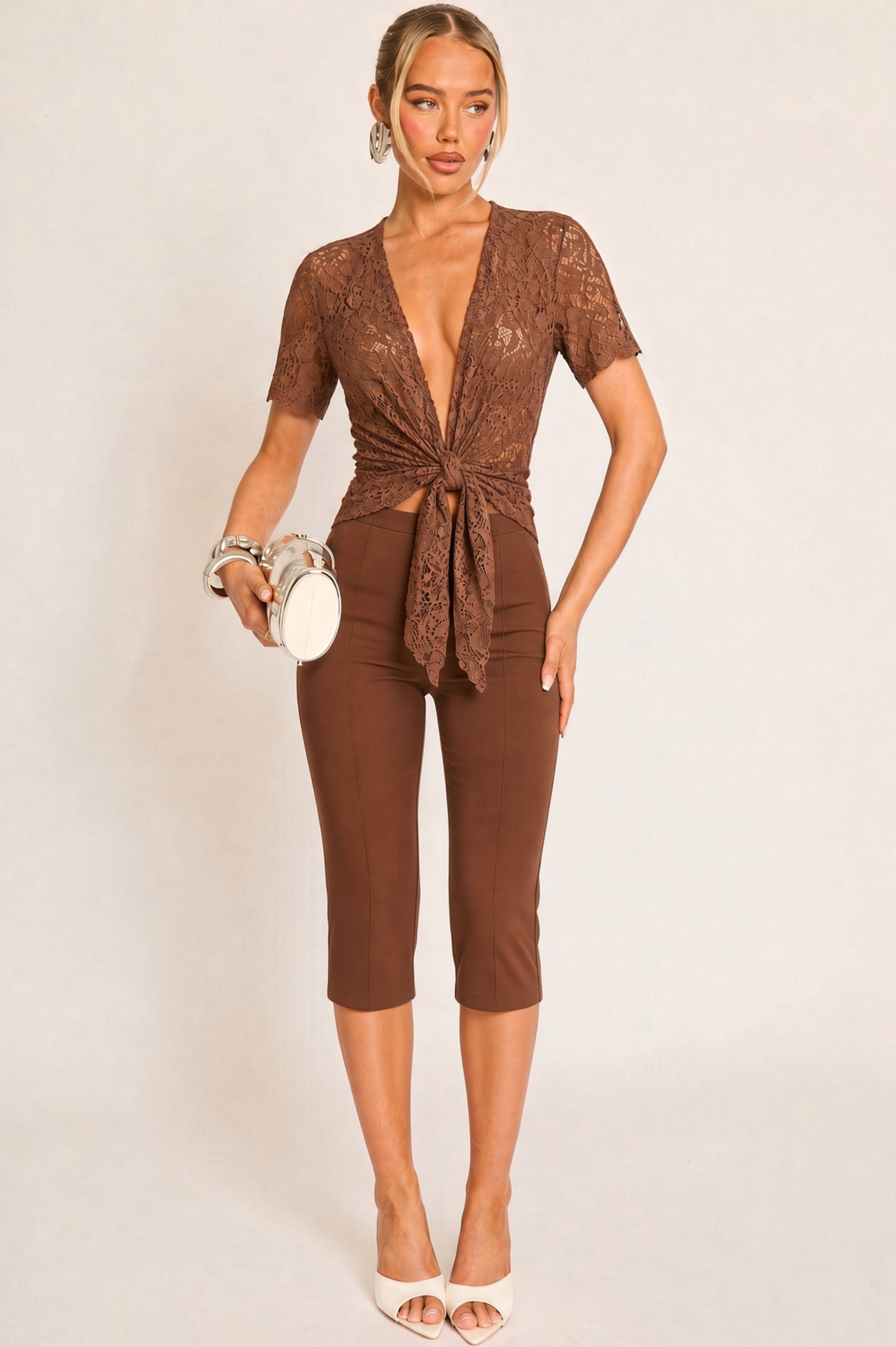 Stretchy Capri Pants - Chocolate